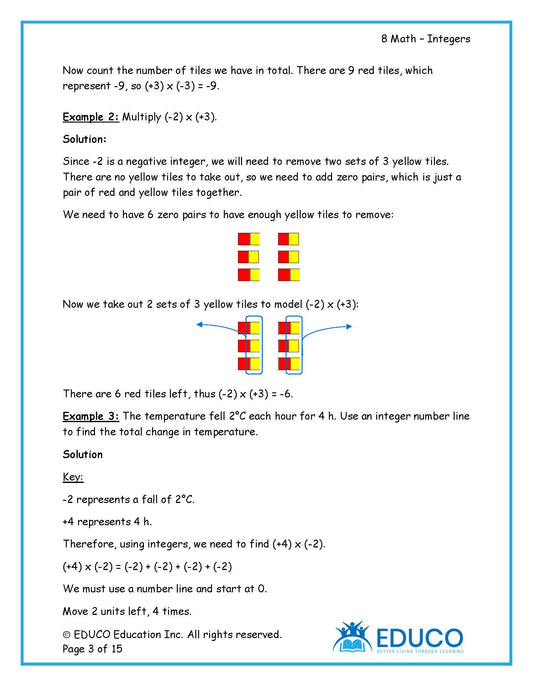 Unit 2: Integers - Grade 8 Math (Digital Download)