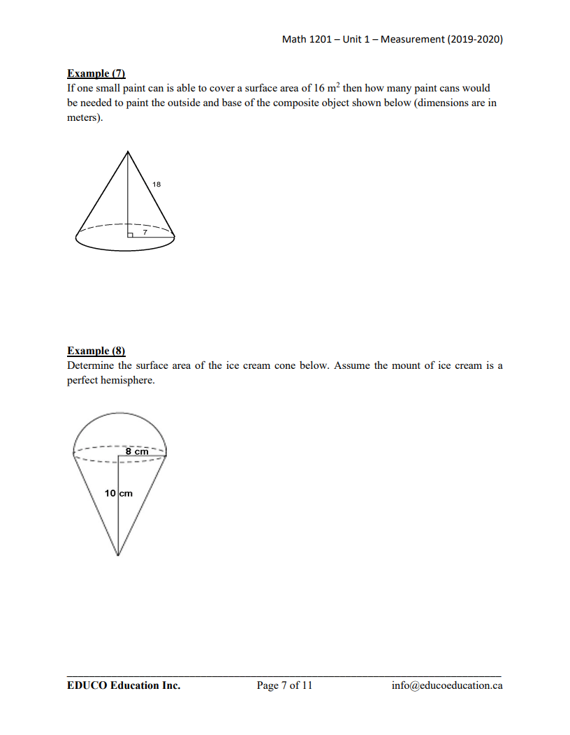 Unit 1: Measurement - Math 1201 (Digital Download)
