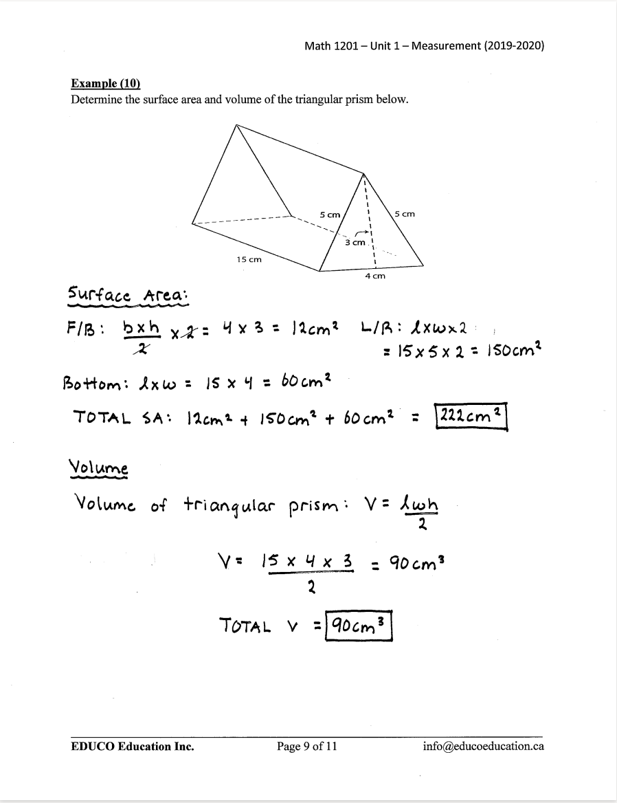 Unit 1: Measurement - Math 1201 (Digital Download)