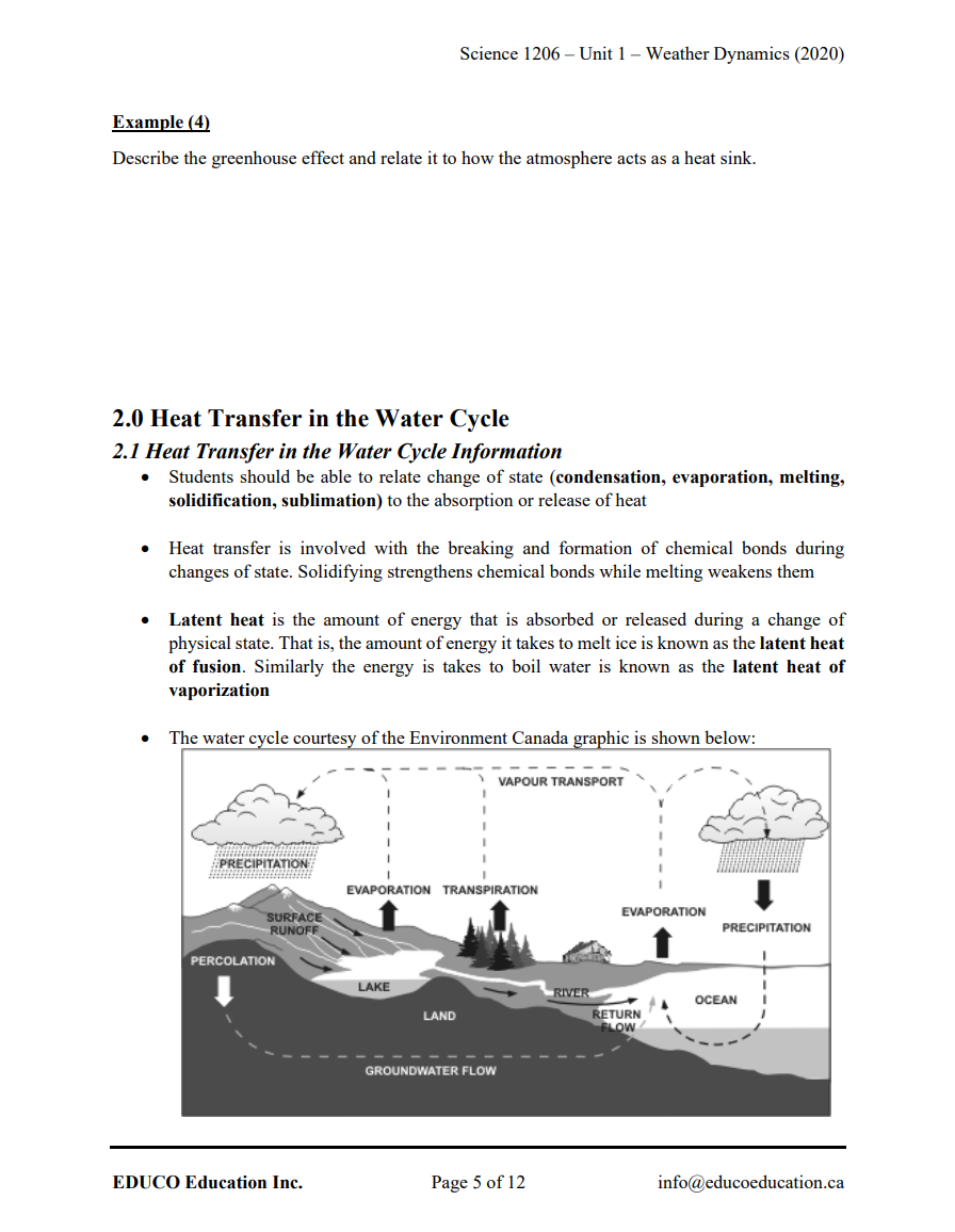 Unit 1: Weather Dynamics - Science 1206 (Digital Download)