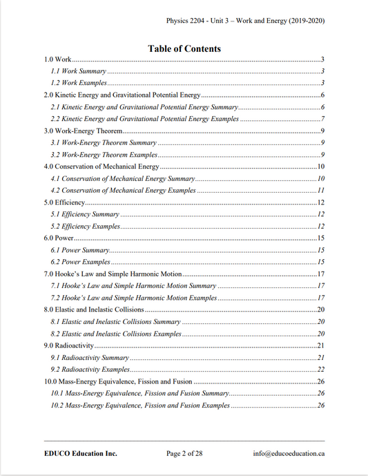 Unit 3: Work and Energy - Physics 2204 (Digital Download)