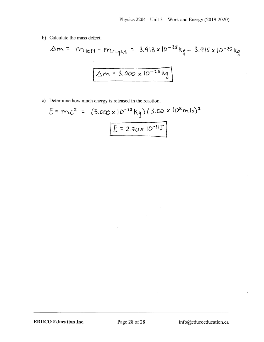 Unit 3: Work and Energy - Physics 2204 (Digital Download)
