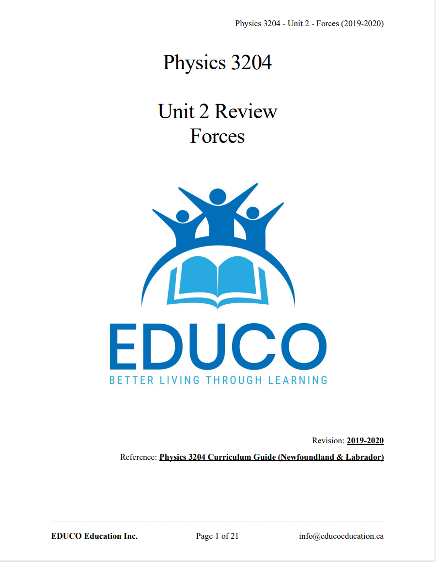 Unit 2: Forces - Physics 3204 (Digital Download)