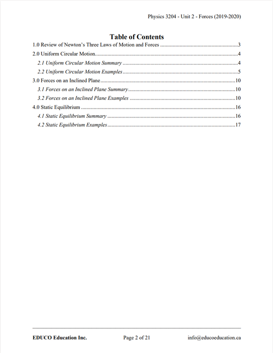 Unit 2: Forces - Physics 3204 (Digital Download)