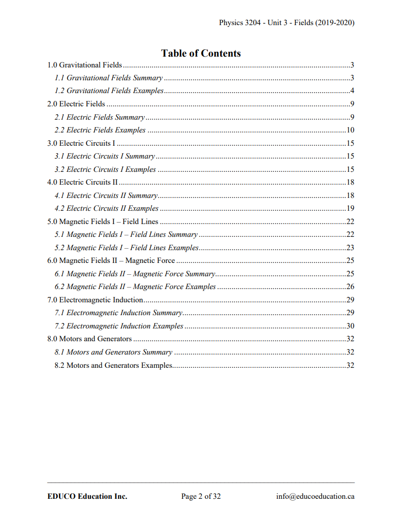Unit 3: Fields - Physics 3204 (Digital Download)