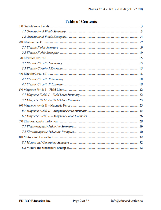 Unit 3: Fields - Physics 3204 (Digital Download)