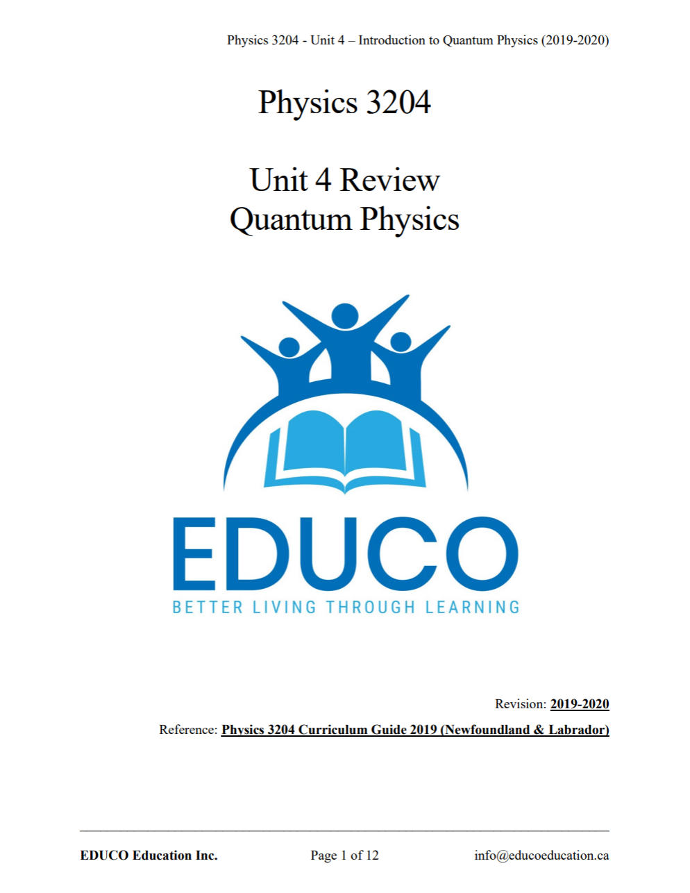 Unit 4: Introduction to Quantum Physics - Physics 3204 (Digital Download)