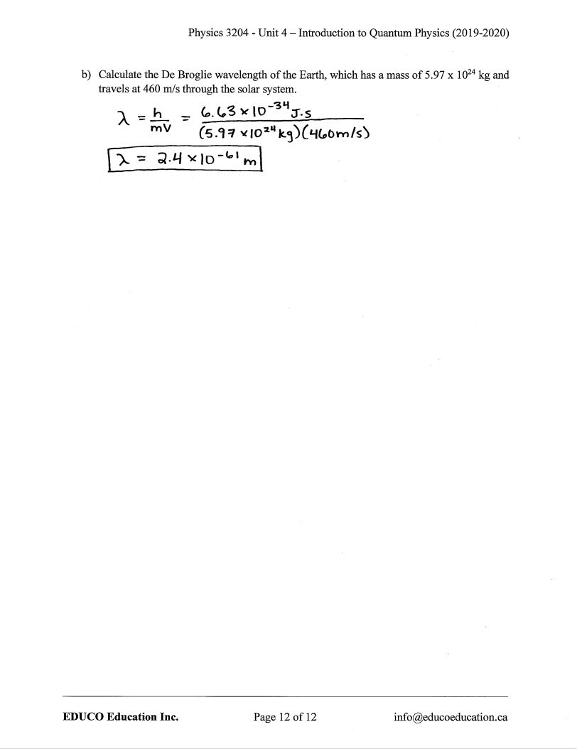 Unit 4: Introduction to Quantum Physics - Physics 3204 (Digital Download)