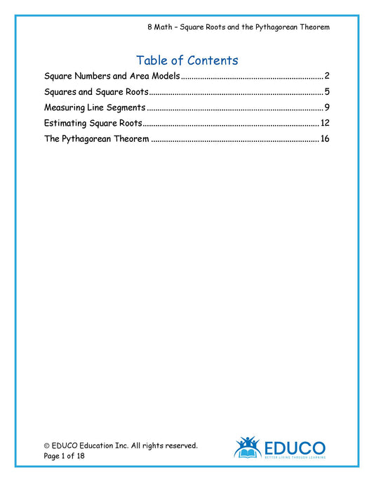 Unit 1: Square Roots and the Pythagorean Theorem - Grade 8 Math (Digital Download)