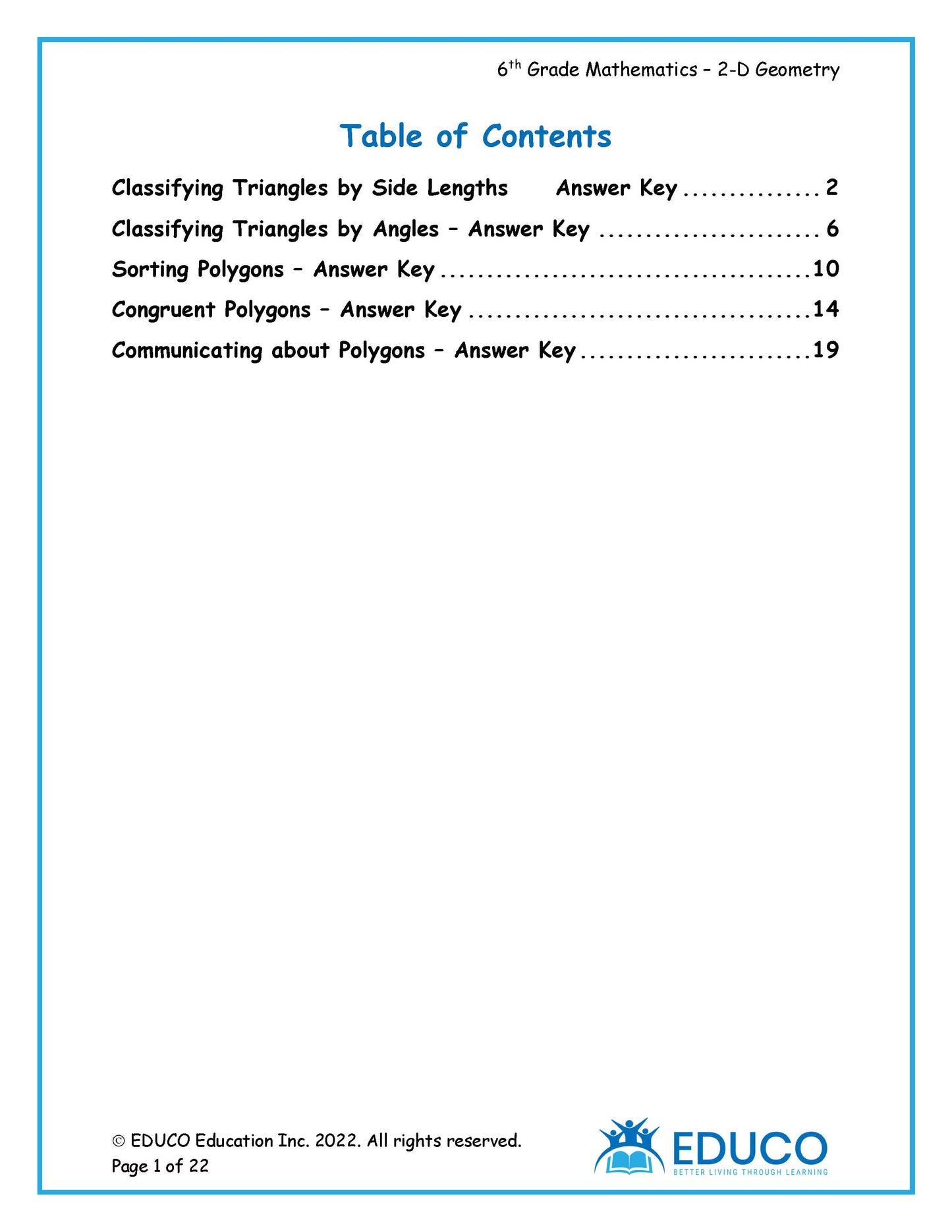 Unit 10: 2D Geometry - Grade 6 Math (Digital Download)