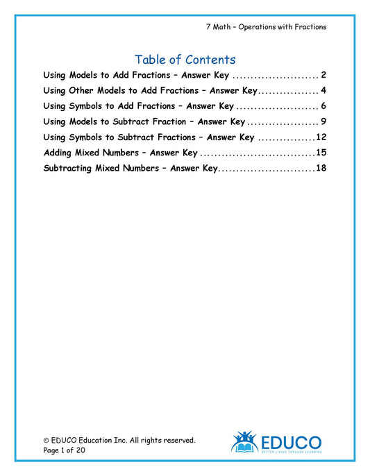 Unit 5: Operations with Fractions - Grade 7 Math (Digital Download)