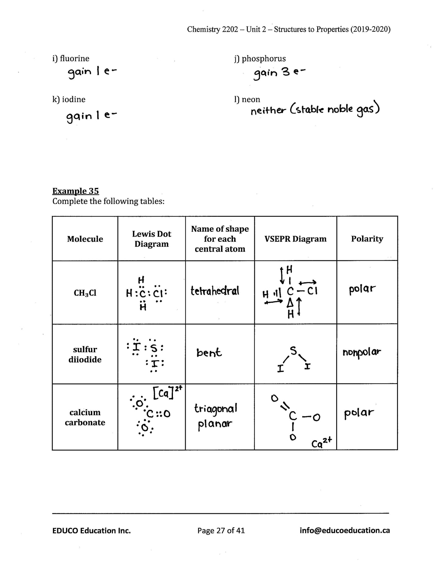 Chemistry 2202 (Physical Workbook)