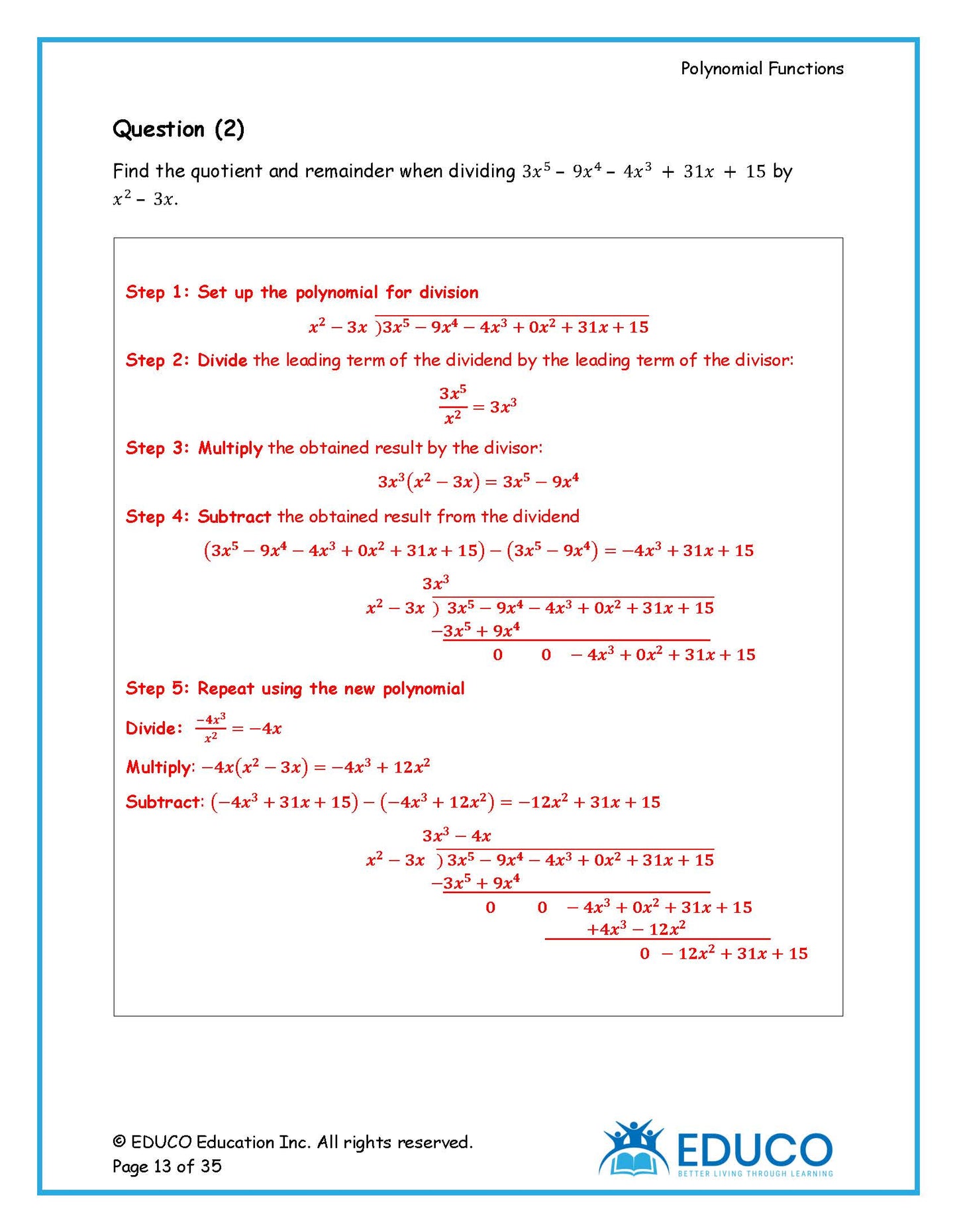 Unit 1: Polynomial Functions - Math 3200 (Digital Download)