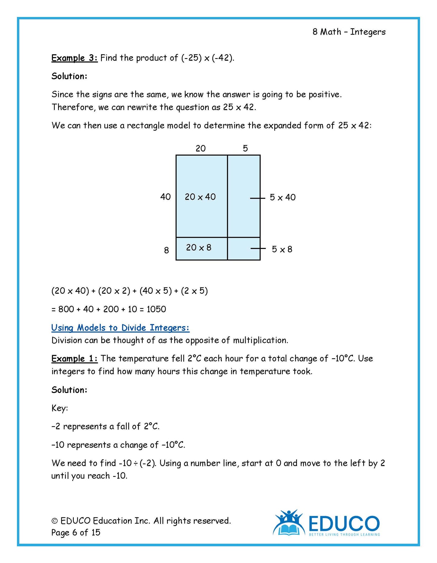 Unit 2: Integers - Grade 8 Math (Digital Download)