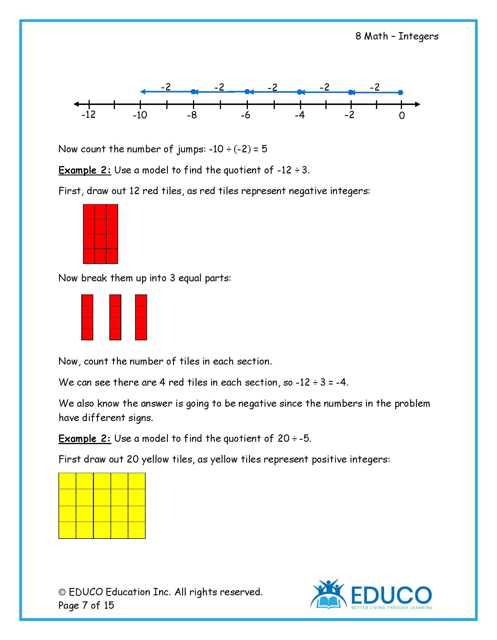 Unit 2: Integers - Grade 8 Math (Digital Download) – EDUCO Education