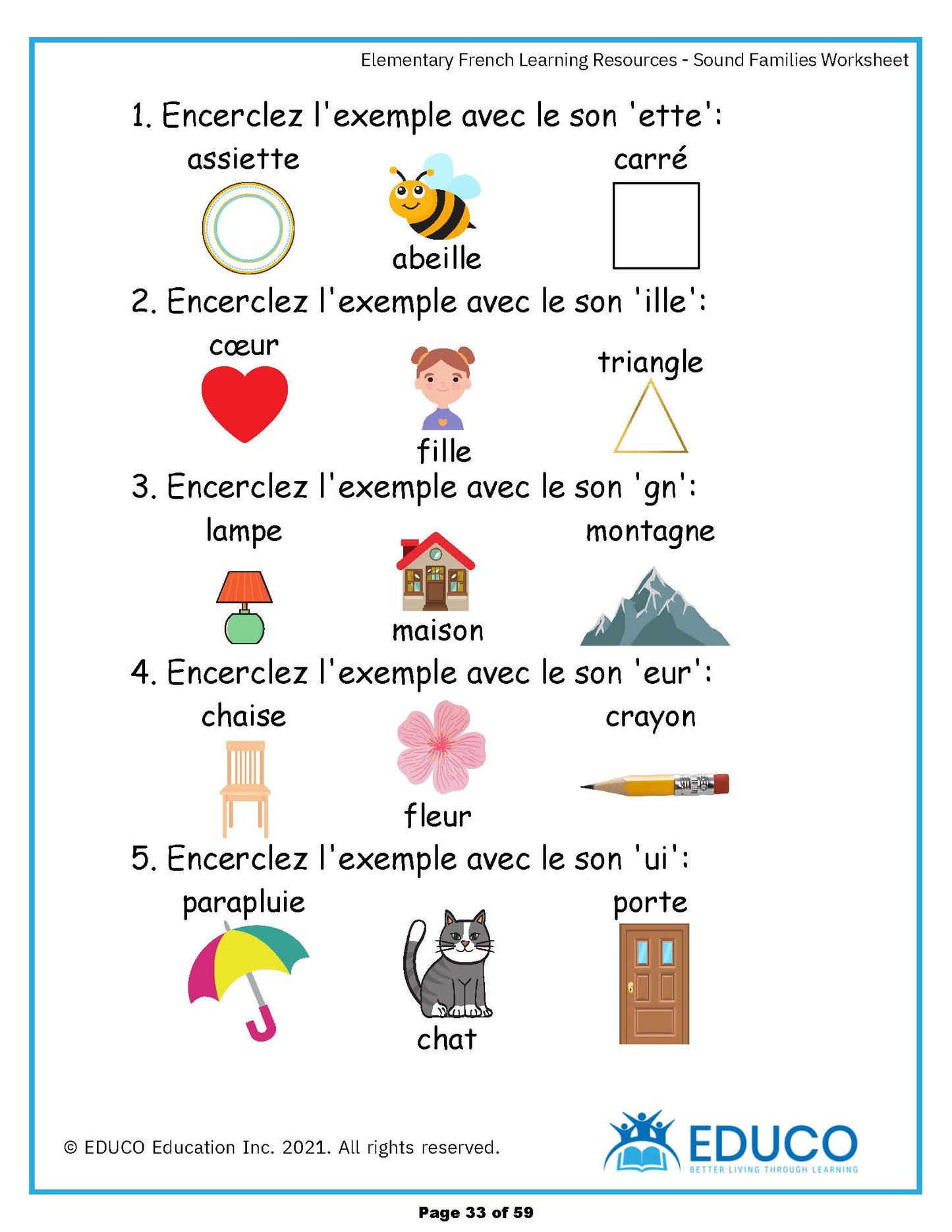 Elementary French Fundamentals - French Learning Resources (Digital Download) (59 Pages)