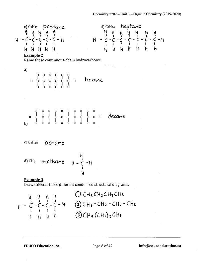 Unit 3: Organic Chemistry - Chemistry 2202 (Digital Download)