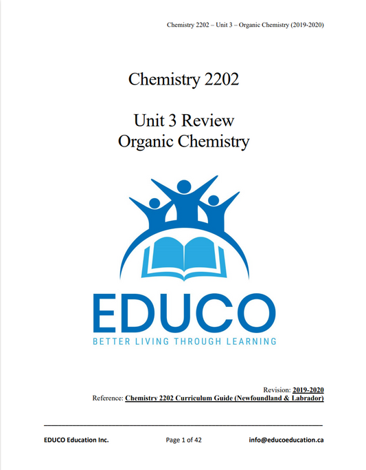 Unit 3: Organic Chemistry - Chemistry 2202 (Digital Download)