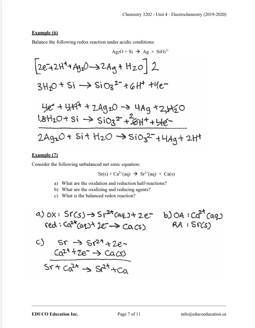 Unit 4: Electrochemistry - Chemistry 3202 (Digital Download)