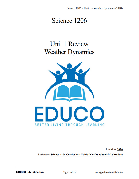 Unit 1: Weather Dynamics - Science 1206 (Digital Download)