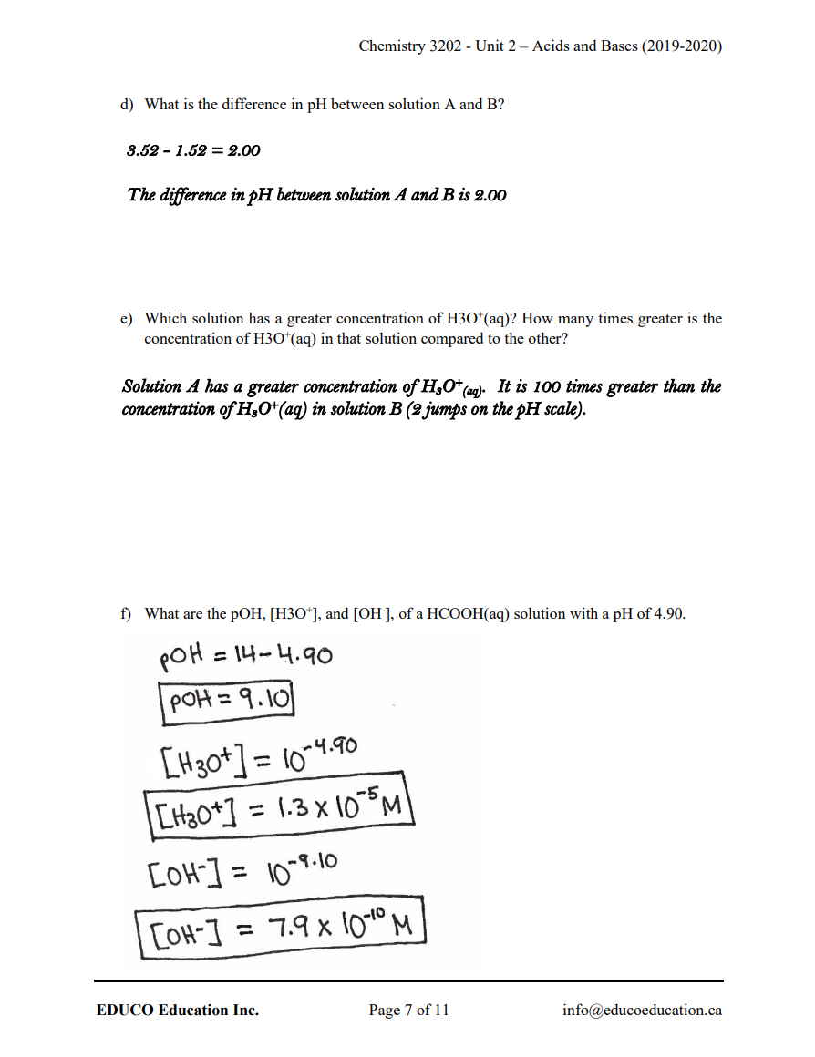 Unit 2: Acids and Bases - Chemistry 3202 (Digital Download)