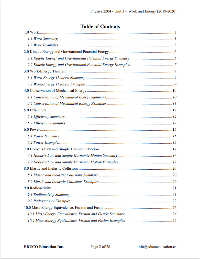 Unit 3: Work and Energy - Physics 2204 (Digital Download)
