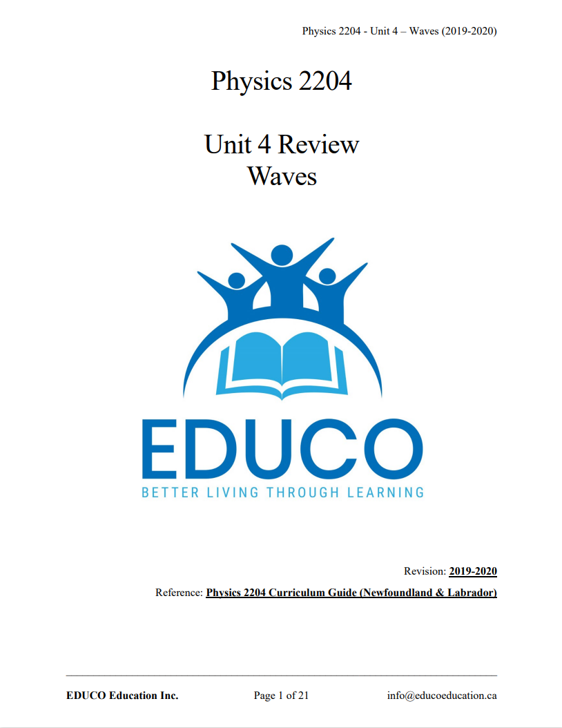 Unit 4: Waves - Physics 2204 (Digital Download)