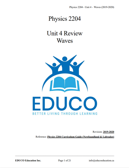 Unit 4: Waves - Physics 2204 (Digital Download)