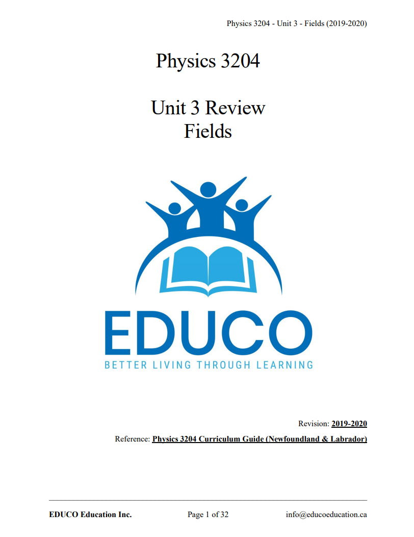 Unit 3: Fields - Physics 3204 (Digital Download)