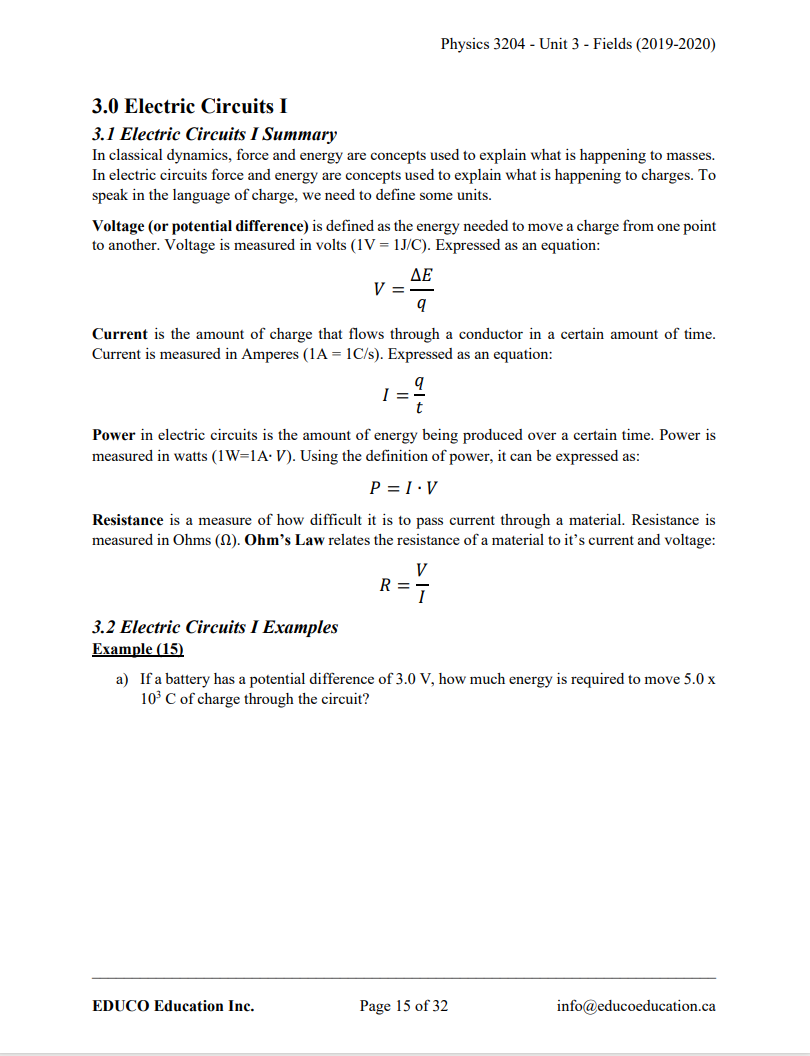 Unit 3: Fields - Physics 3204 (Digital Download)