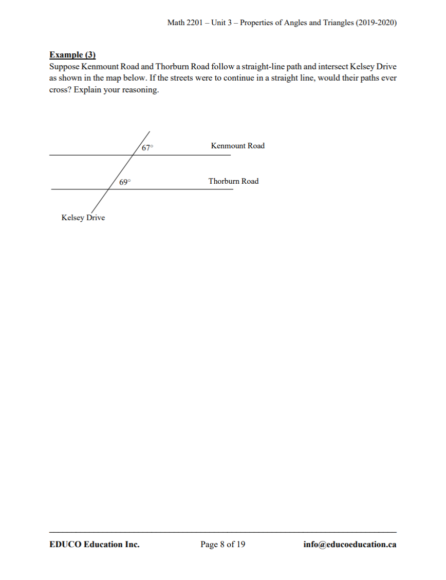 Unit 3: Properties of Angles and Triangles - Math 2201 (Digital Download) (Copy)