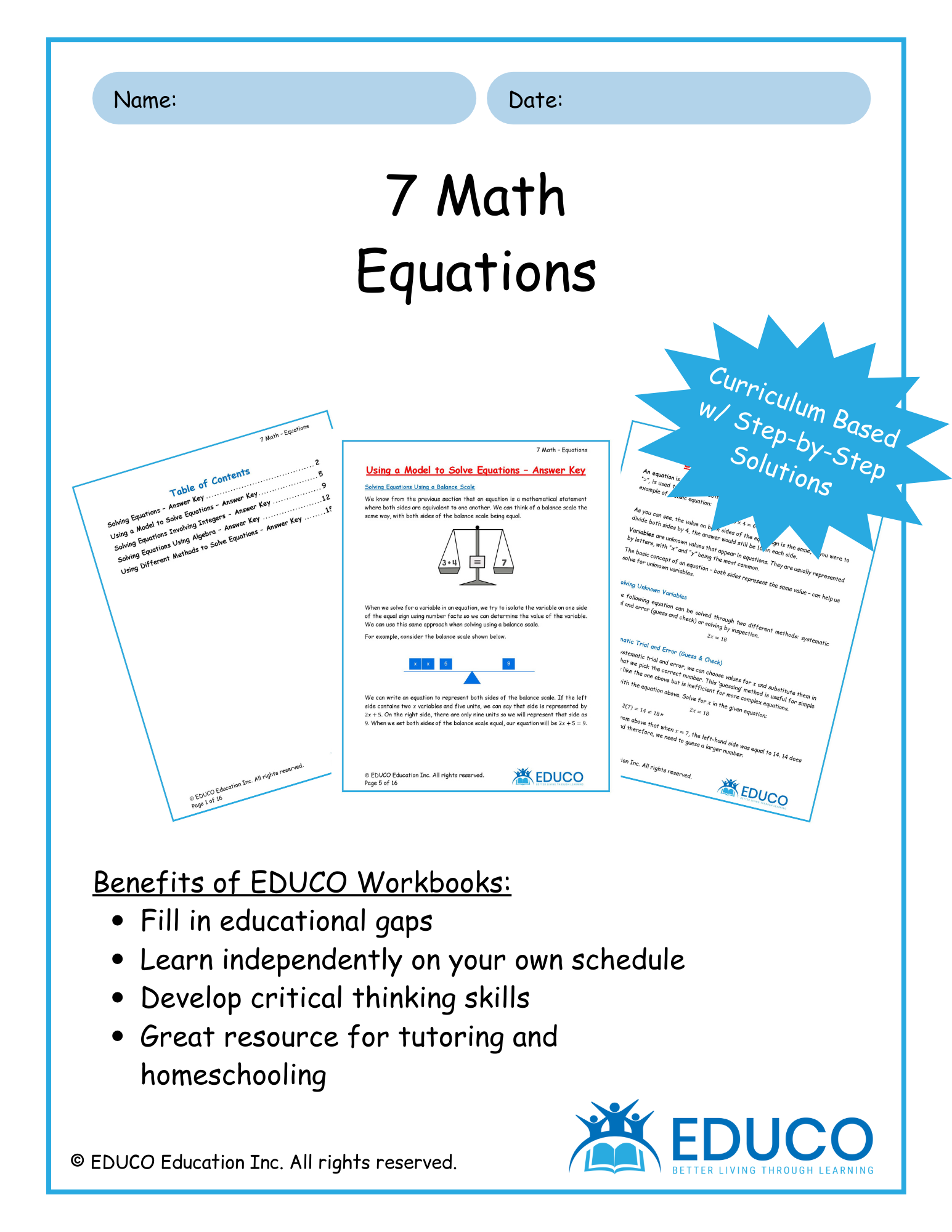 Unit 6: Equations - Grade 7 Math (Digital Download) – EDUCO Education