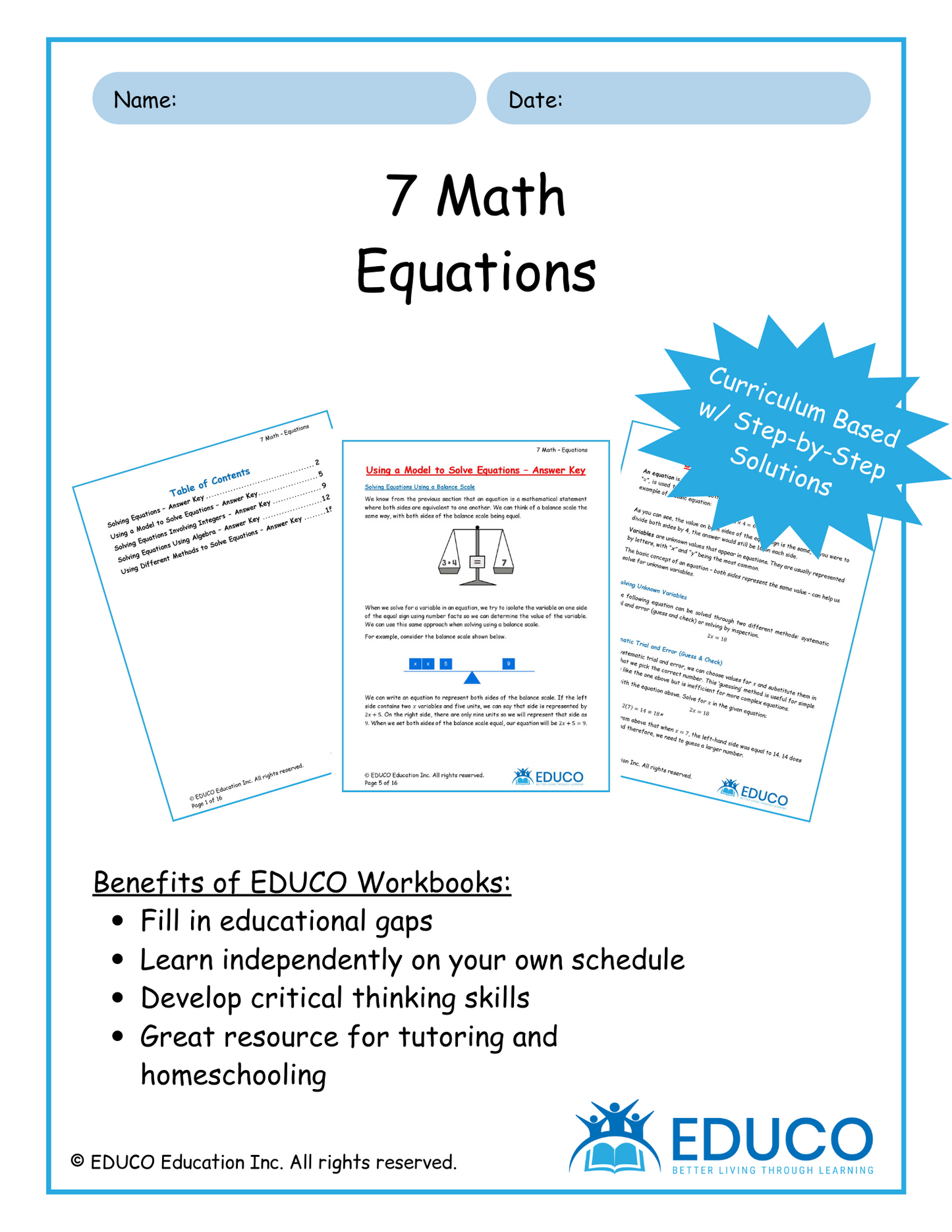 Unit 6: Equations - Grade 7 Math (Digital Download)