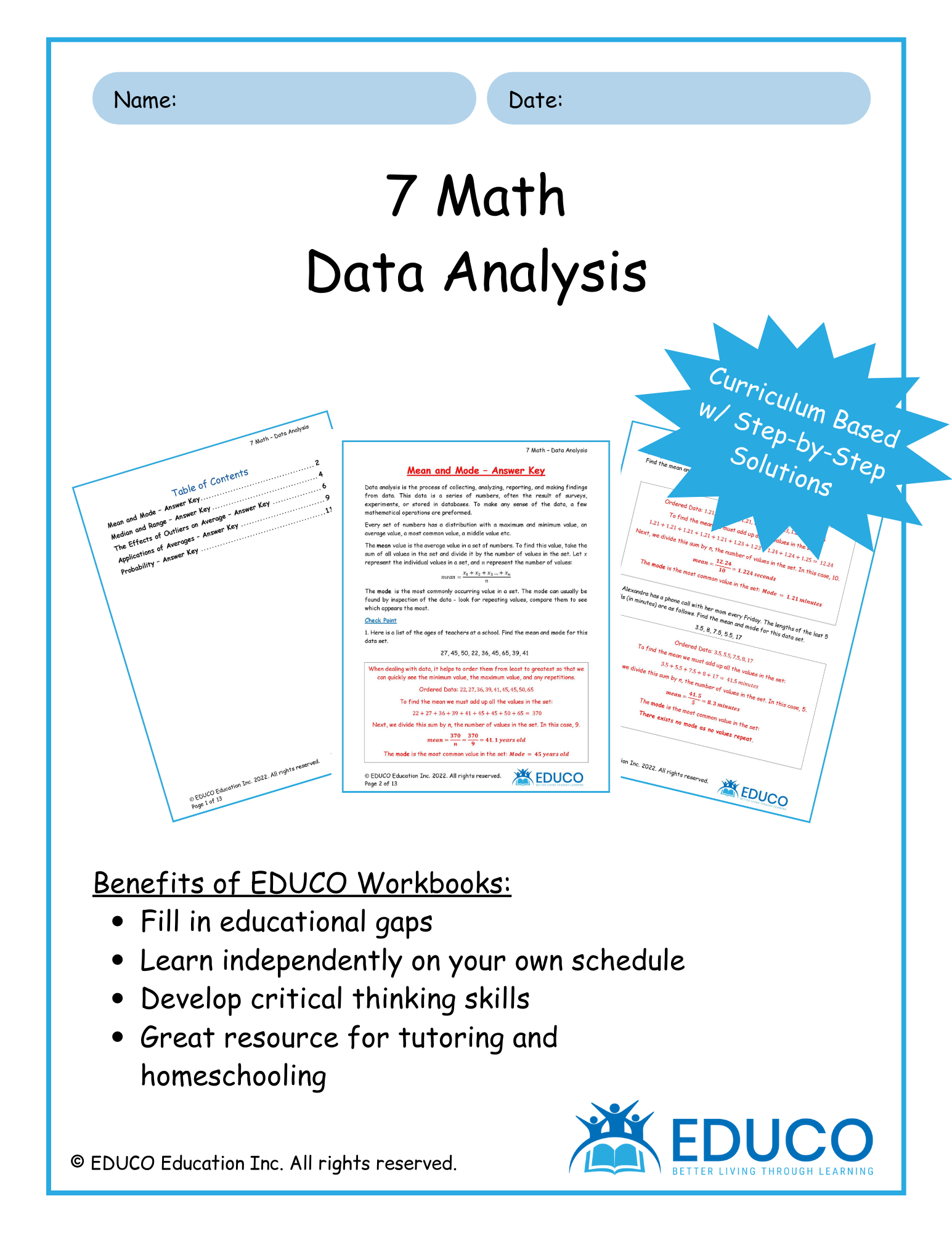 Unit 7: Data Analysis - Grade 7 Math (Digital Download) – EDUCO Education