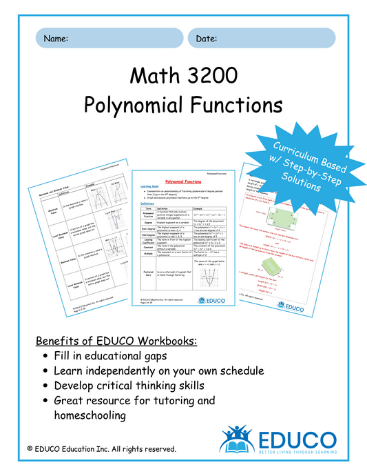 Unit 1: Polynomial Functions - Math 3200 (Digital Download)