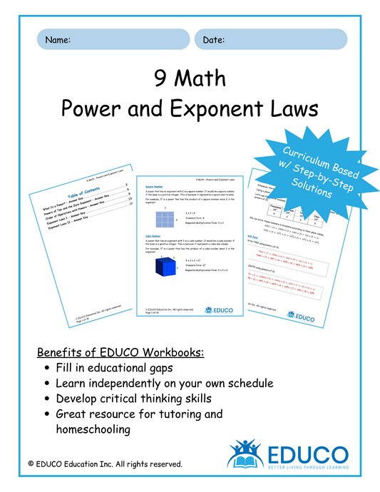 Unit 2: Powers and Exponent Laws - Grade 9 Math (Digital Download)