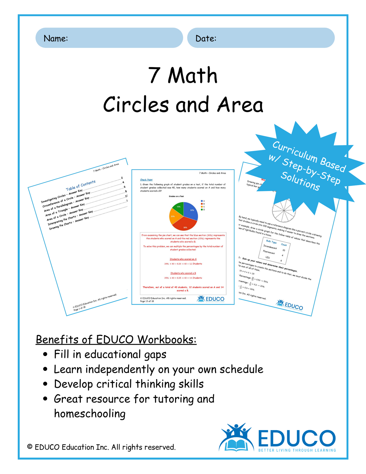 Unit 4: Circles and Area - Grade 7 Math (Digital Download)