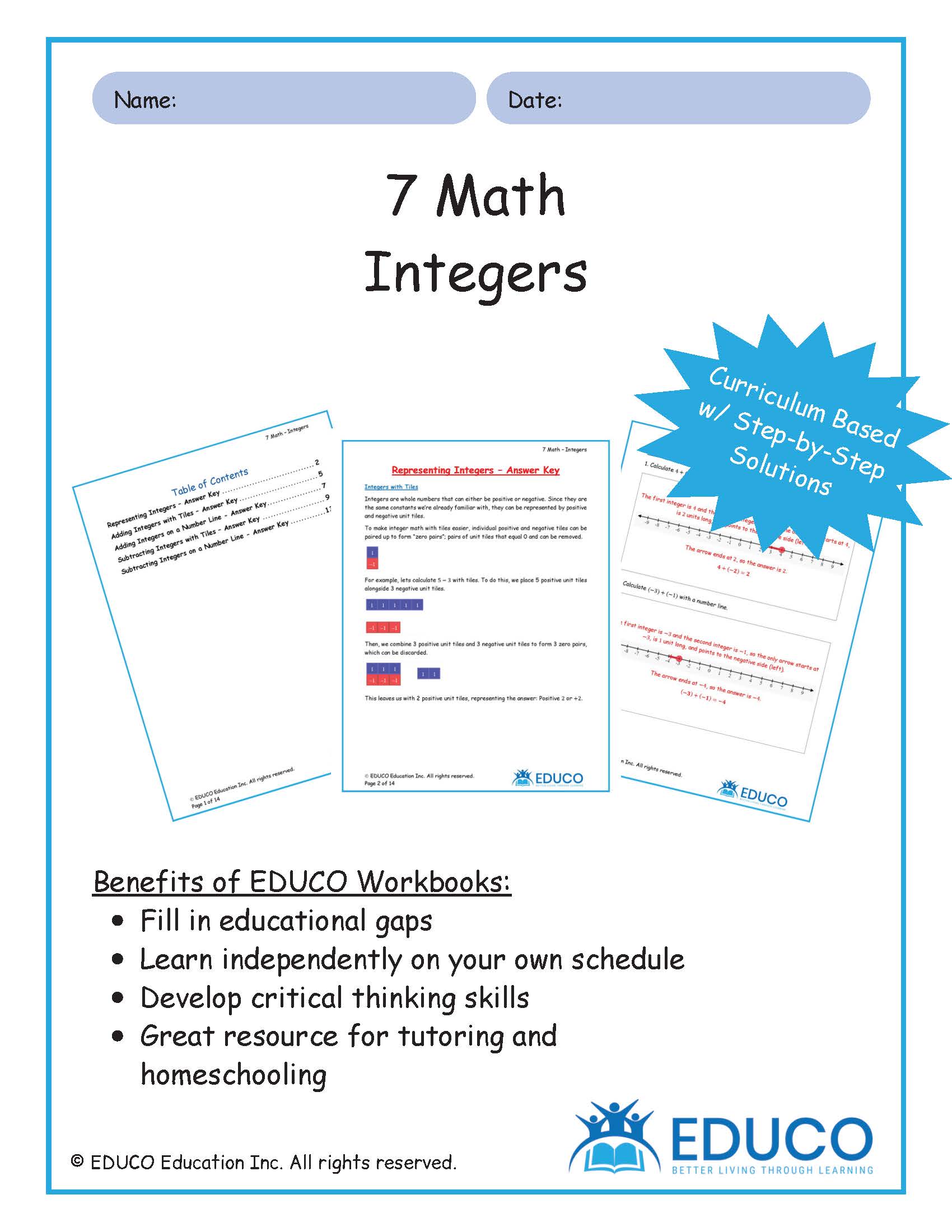 Unit 2: Integers - Grade 7 Math (Digital Download) – EDUCO Education