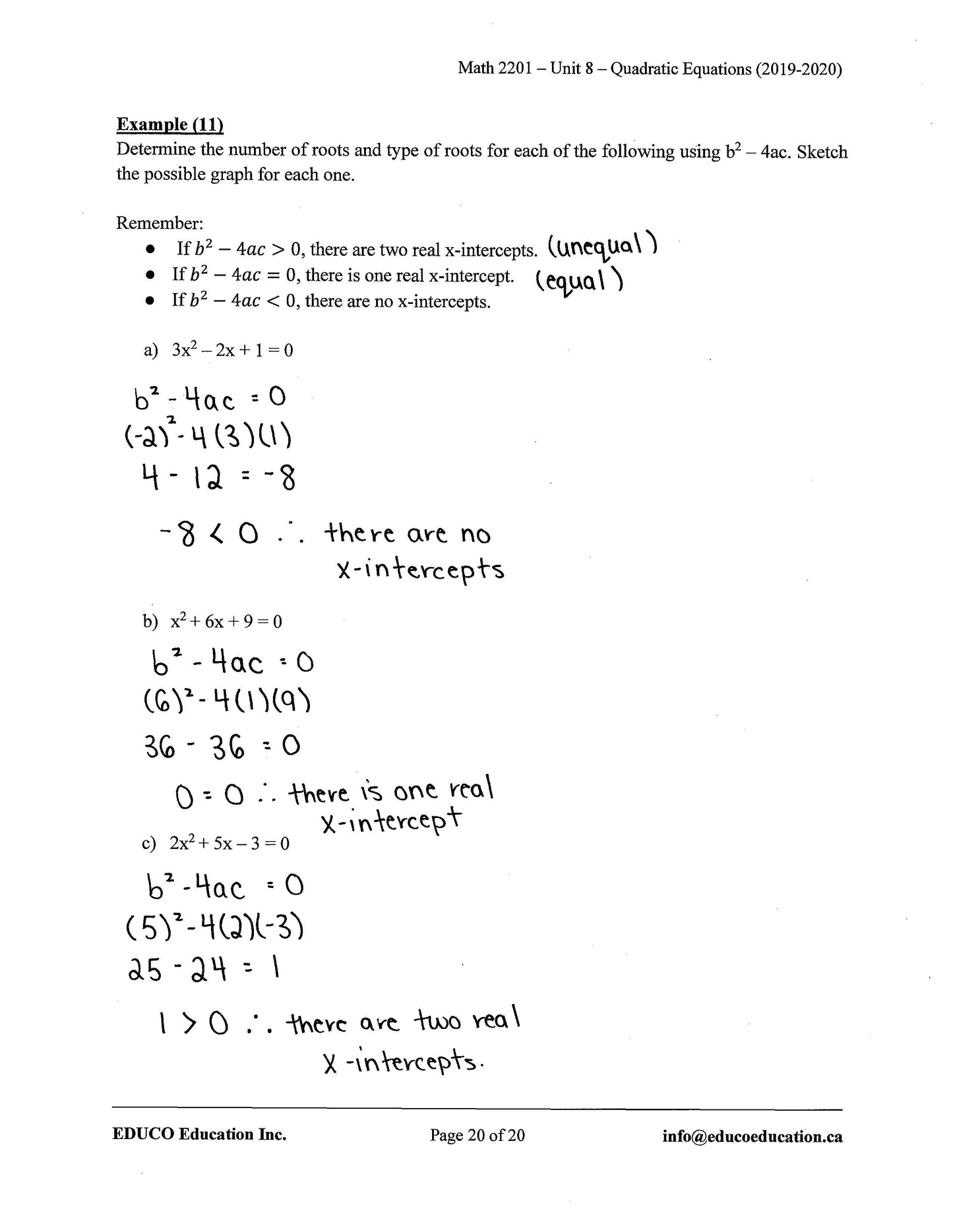 Math 2201 (Physical Workbook)
