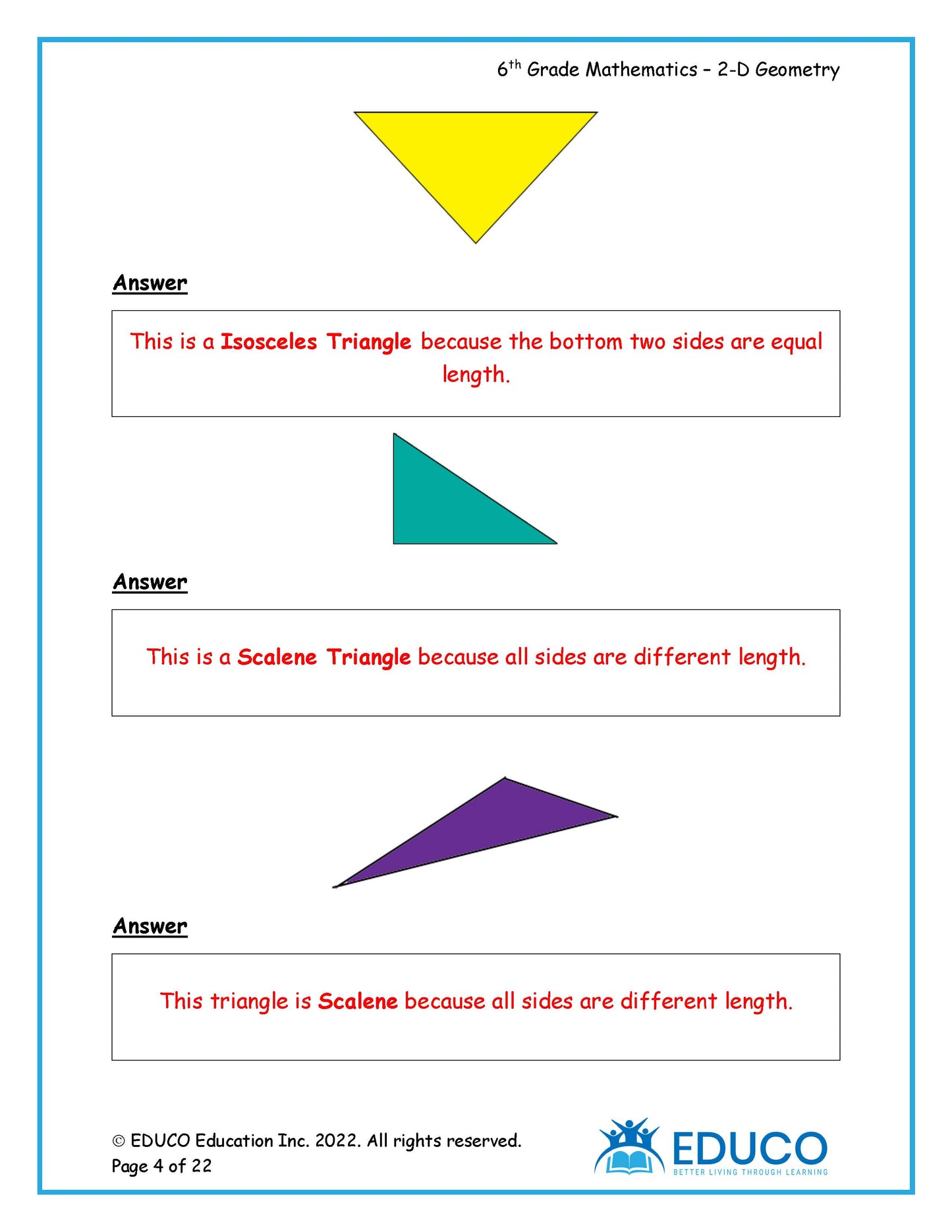 Unit 10: 2D Geometry - Grade 6 Math (Digital Download)