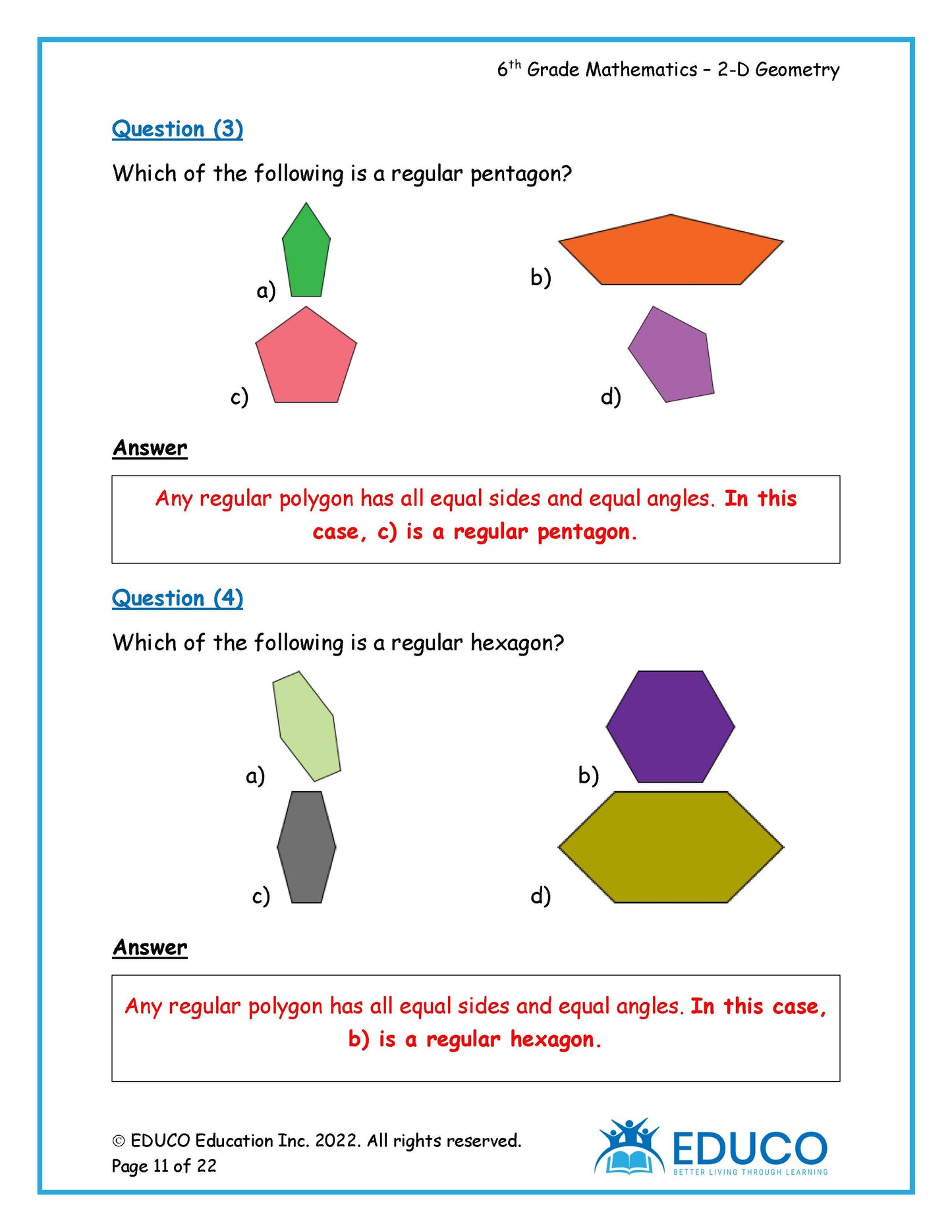 Unit 10: 2D Geometry - Grade 6 Math (Digital Download)