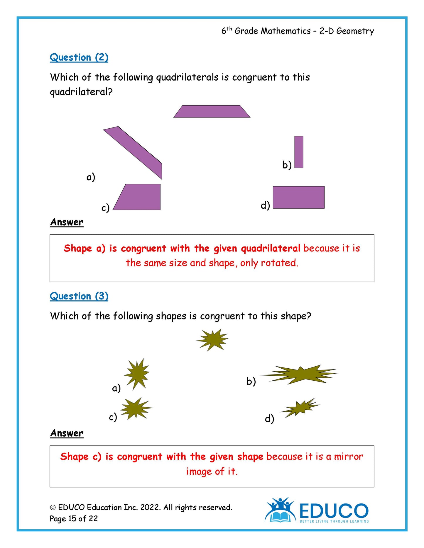 Unit 10: 2D Geometry - Grade 6 Math (Digital Download)