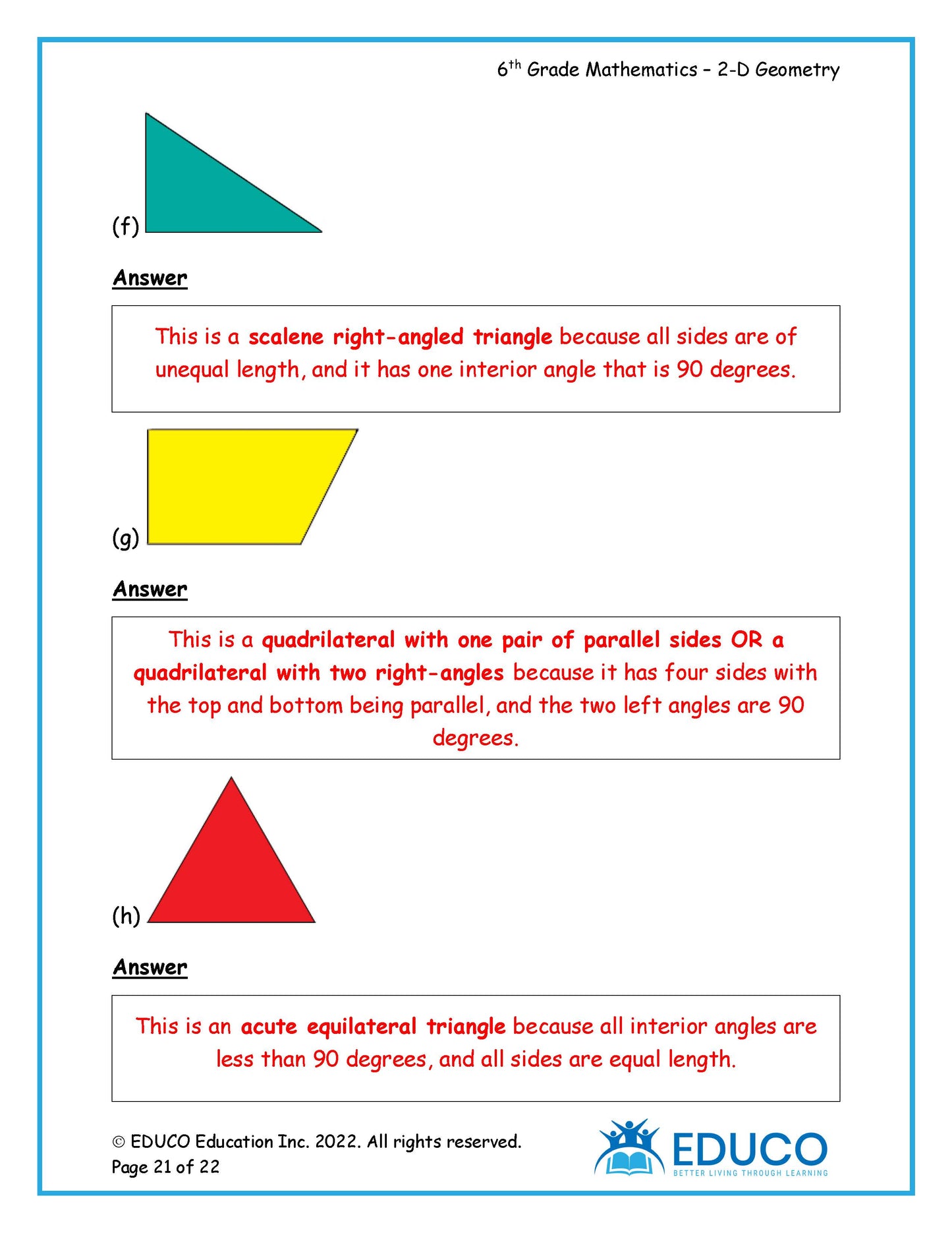 Unit 10: 2D Geometry - Grade 6 Math (Digital Download)