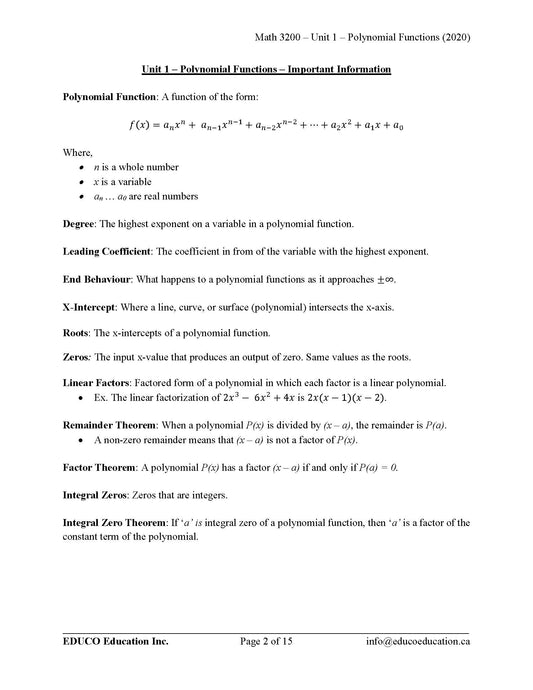 Math 3200 (Physical Workbook)