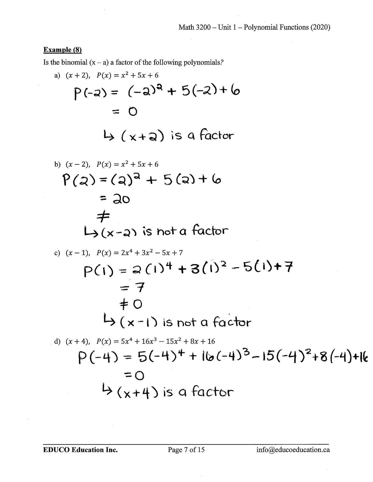 Math 3200 (Physical Workbook)