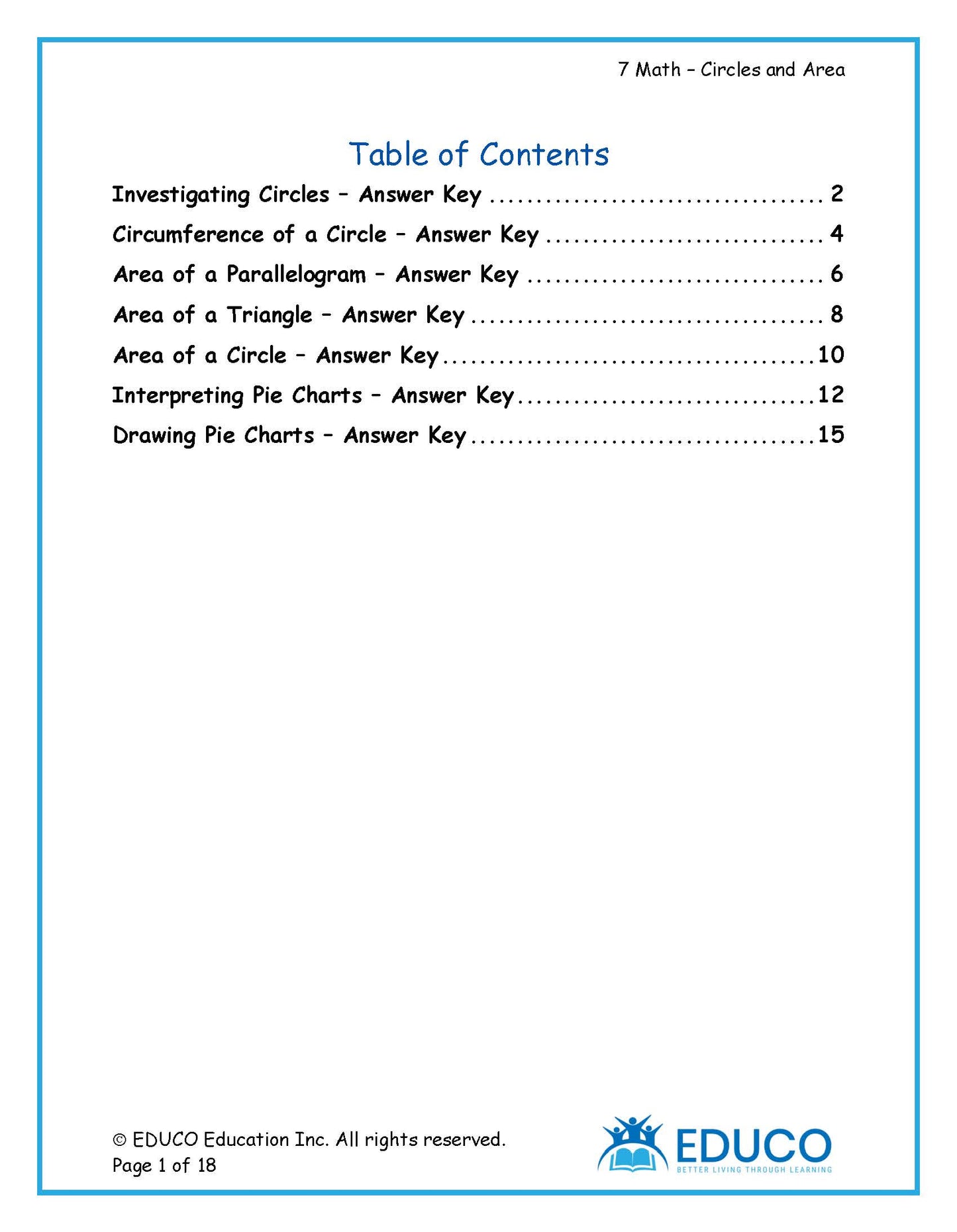 Unit 4: Circles and Area - Grade 7 Math (Digital Download)