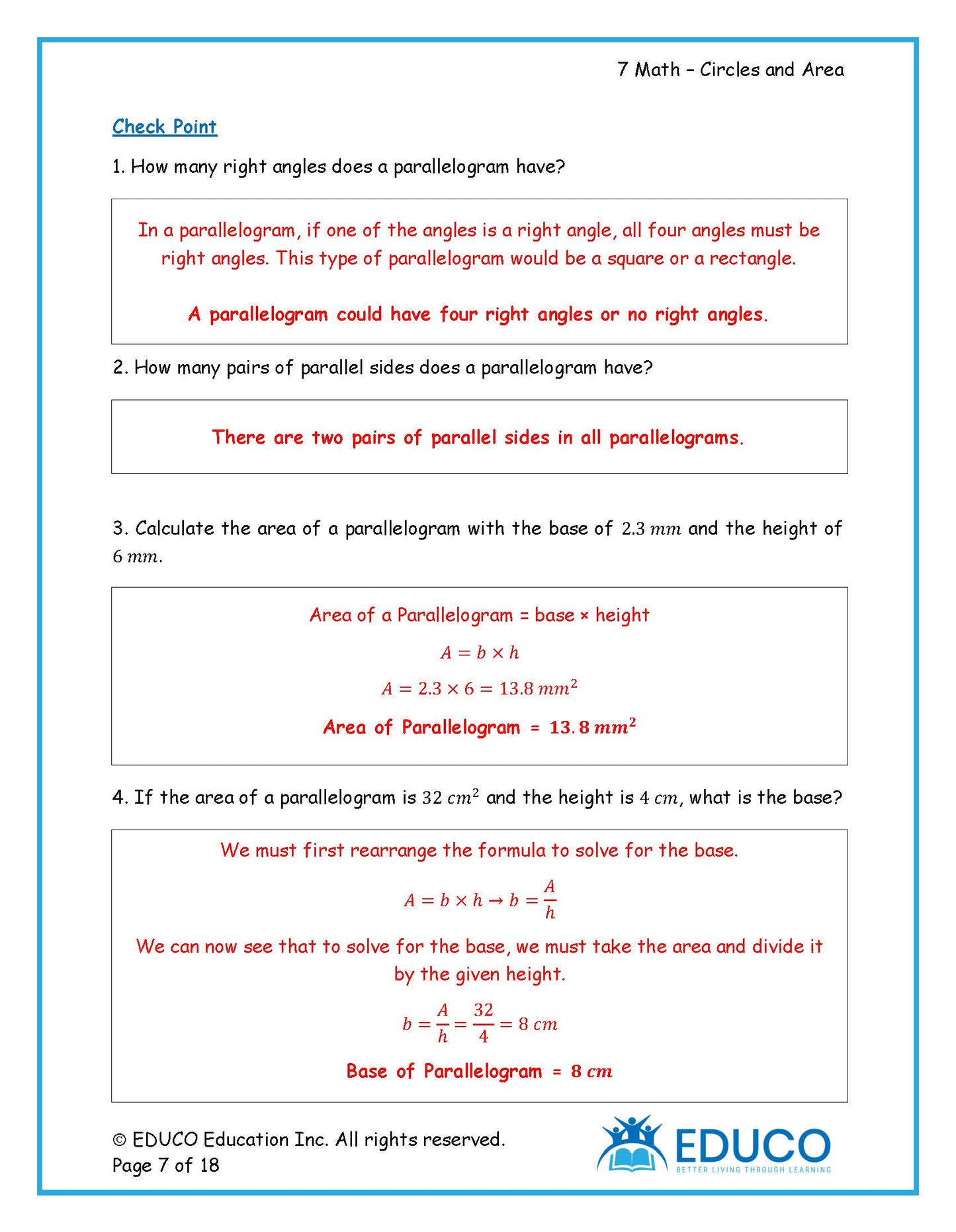 Unit 4: Circles and Area - Grade 7 Math (Digital Download)