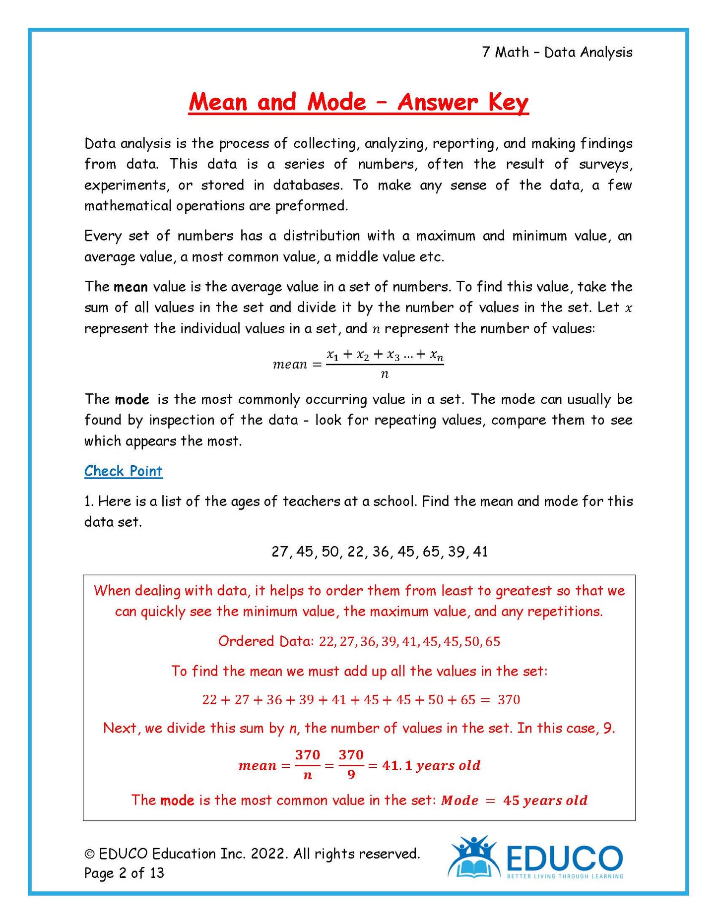 Unit 7: Data Analysis - Grade 7 Math (Digital Download)