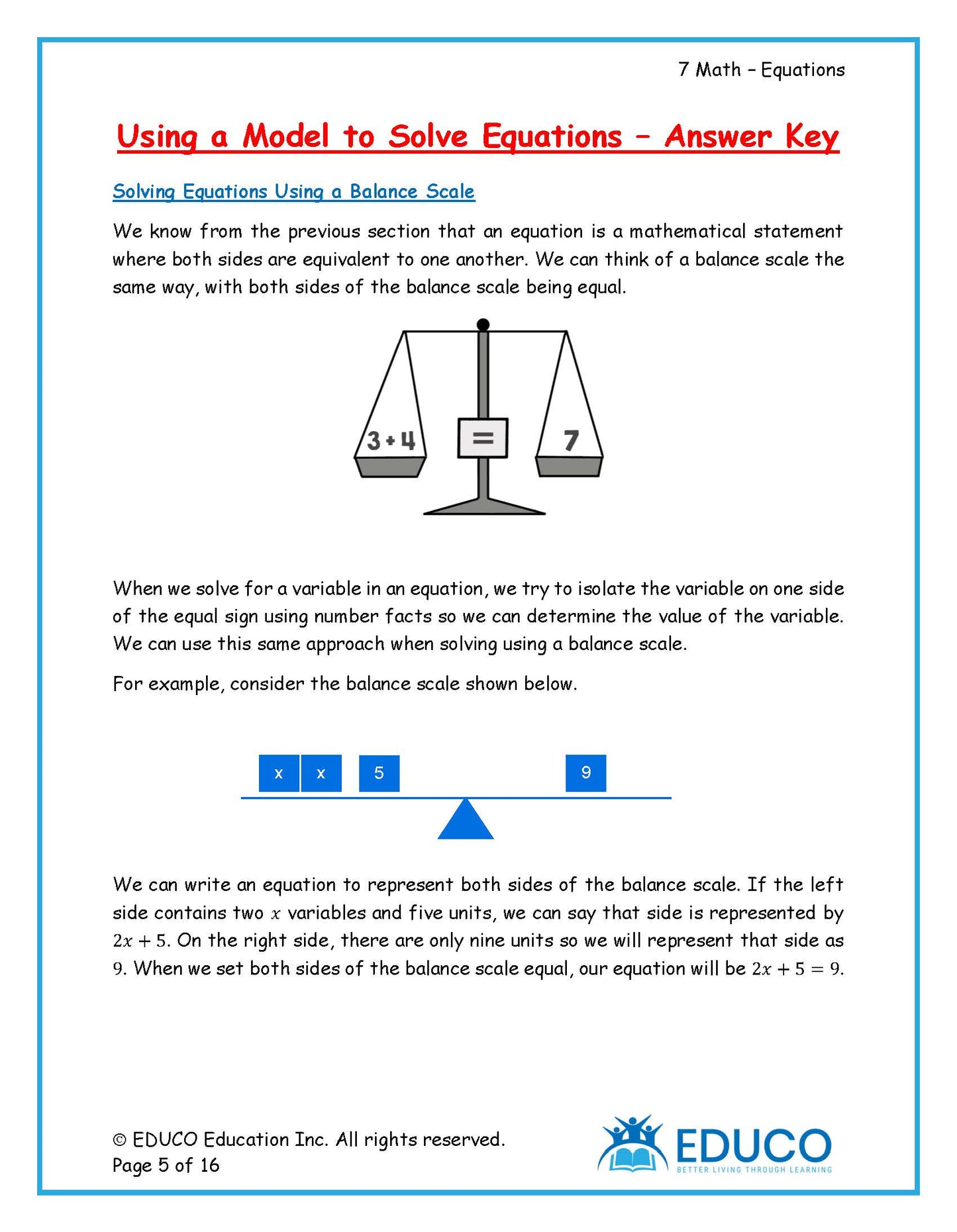 Unit 6: Equations - Grade 7 Math (Digital Download)