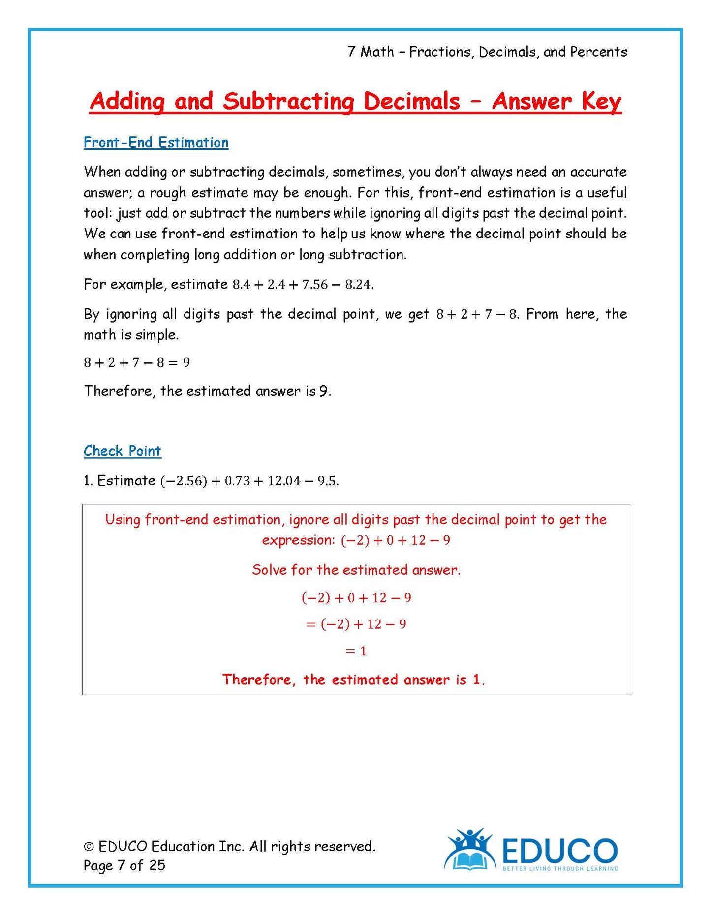 Unit 3: Fractions, Decimals, and Percents - Grade 7 Math (Digital Download)
